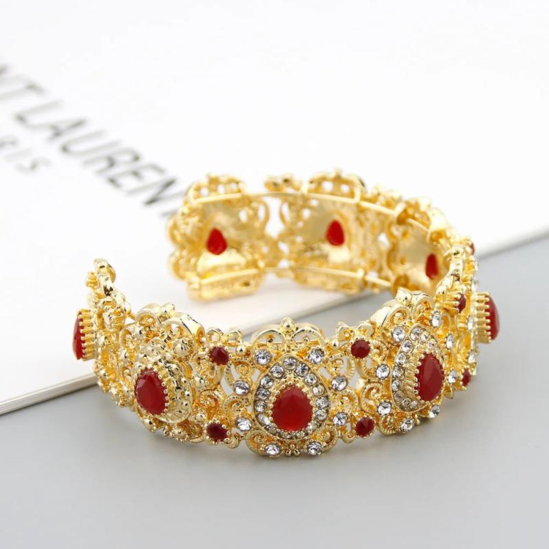 Neovisson Golden Bangle Cuff Bracelet Crystal Wedding Jewelry