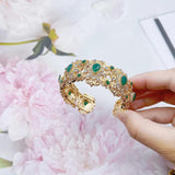 Neovisson Golden Bangle Cuff Bracelet Crystal Wedding Jewelry