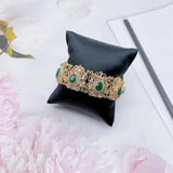 Neovisson Golden Bangle Cuff Bracelet Crystal Wedding Jewelry