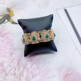 Neovisson Golden Bangle Cuff Bracelet Crystal Wedding Jewelry