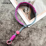 Wrist Strap Lanyard Weave Car Keys Keychain Metal Keyring Landyard Keychains