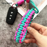 Wrist Strap Lanyard Weave Car Keys Keychain Metal Keyring Landyard Keychains