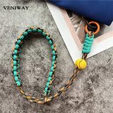 Wrist Strap Lanyard Weave Car Keys Keychain Metal Keyring Landyard Keychains