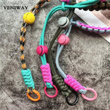 Wrist Strap Lanyard Weave Car Keys Keychain Metal Keyring Landyard Keychains