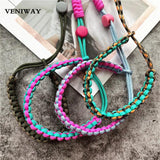 Wrist Strap Lanyard Weave Car Keys Keychain Metal Keyring Landyard Keychains
