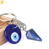 CSJA Evil Eye Natural Crystal Stone Keychain Amethysts Quartz G938