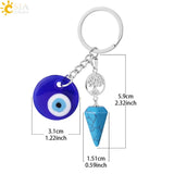 CSJA Evil Eye Natural Crystal Stone Keychain Amethysts Quartz G938