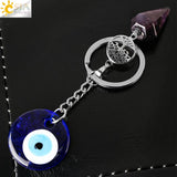 CSJA Evil Eye Natural Crystal Stone Keychain Amethysts Quartz G938