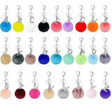 26 colors Alphabet Fur Ball Keychain Rhinestone Key Ring