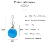 26 colors Alphabet Fur Ball Keychain Rhinestone Key Ring