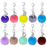 26 colors Alphabet Fur Ball Keychain Rhinestone Key Ring
