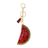 Flannel Fruit Series Watermelon Keychain Rhinestone Tassel Bag Car Accessory