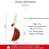 Flannel Fruit Series Watermelon Keychain Rhinestone Tassel Bag Car Accessory