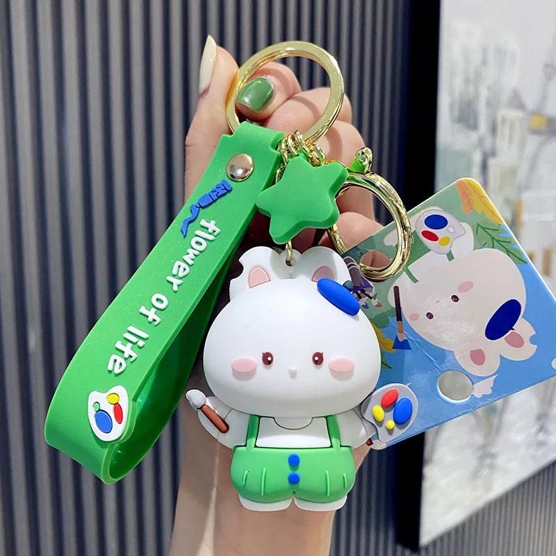 Adorable Bunny School Keychain Lovely Rabbit Doll Bag Pendant