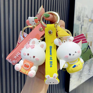 Adorable Bunny School Keychain Lovely Rabbit Doll Bag Pendant