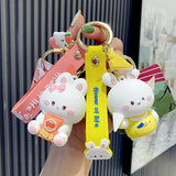 Adorable Bunny School Keychain Lovely Rabbit Doll Bag Pendant
