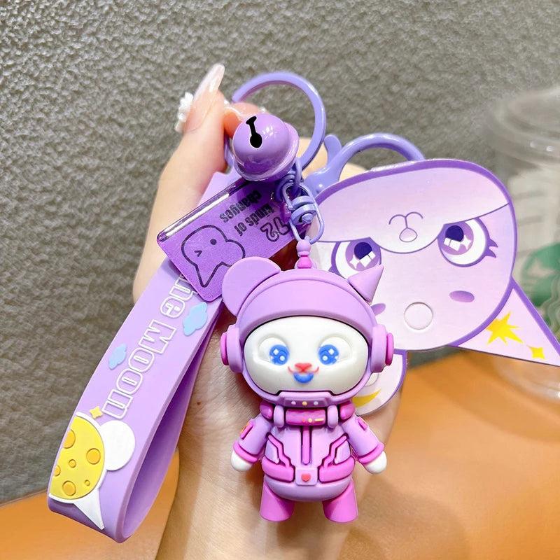 Rocket Shape Key Chain Liquid Floating Purple Doll Backpack Pendant Keychain