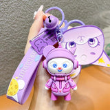 Rocket Shape Key Chain Liquid Floating Purple Doll Backpack Pendant Keychain
