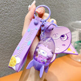 Rocket Shape Key Chain Liquid Floating Purple Doll Backpack Pendant Keychain