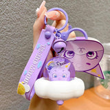 Rocket Shape Key Chain Liquid Floating Purple Doll Backpack Pendant Keychain