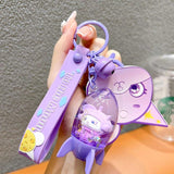 Rocket Shape Key Chain Liquid Floating Purple Doll Backpack Pendant Keychain