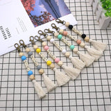 Monogram Wood Beads Key Rings for Women with Tassel & Silicon Letters