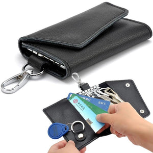 6 Hooks Leather Keychain Storage Organizer Pouch Key Holder Wallets