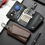 6 Hooks Leather Keychain Storage Organizer Pouch Key Holder Wallets