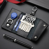 6 Hooks Leather Keychain Storage Organizer Pouch Key Holder Wallets