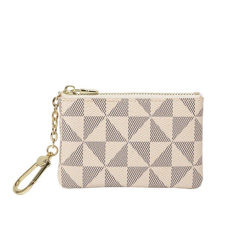 Leather Plaid Mini key Bags Keychain Storage Bag