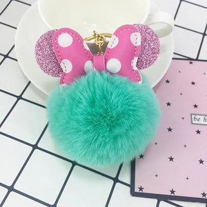 PU Bowknot Hairball Key Chain Pendant Bag Car Key Hang Accessories