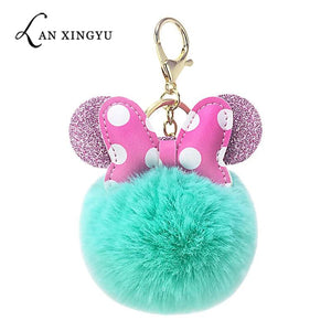 PU Bowknot Hairball Key Chain Pendant Bag Car Key Hang Accessories