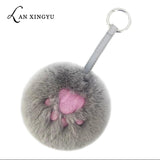 Plush Bear's Paw Keychain Embroidery Key Ring Pompom Bag Pendant