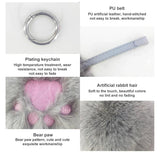 Plush Bear's Paw Keychain Embroidery Key Ring Pompom Bag Pendant