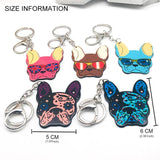 Acrylic French Bulldog Keychain Pug Dog Key Chains Ring Animal Jewelry
