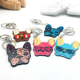 Acrylic French Bulldog Keychain Pug Dog Key Chains Ring Animal Jewelry