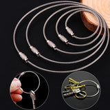 10Pcs Stainless Steel Key Ring 100/150/200MM Wire Rope Lock Gadget Keyring