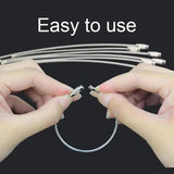 10Pcs Stainless Steel Key Ring 100/150/200MM Wire Rope Lock Gadget Keyring