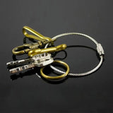 10Pcs Stainless Steel Key Ring 100/150/200MM Wire Rope Lock Gadget Keyring