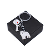 Enamel Love Dog Bone Samoyed Keychains Pet Animal Jewelry