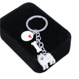 Enamel Love Dog Bone Samoyed Keychains Pet Animal Jewelry