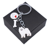 Enamel Love Dog Bone Samoyed Keychains Pet Animal Jewelry