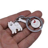 Enamel Love Dog Bone Samoyed Keychains Pet Animal Jewelry