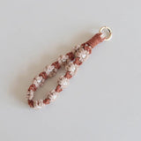 Daisy Flower Macrame Wristlet Keychain Boho Key Fob