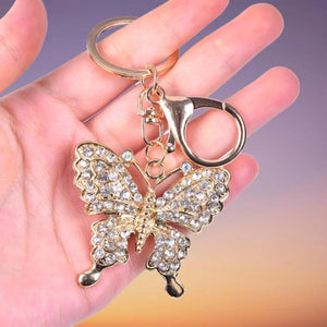 Gold-plated Butterfly Keychain Enamel Craft Car Key Pendant