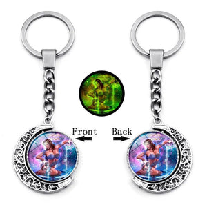 Luminous Zodiac Sign Keychain Charms Glow In The Dark Constellation Key Ring