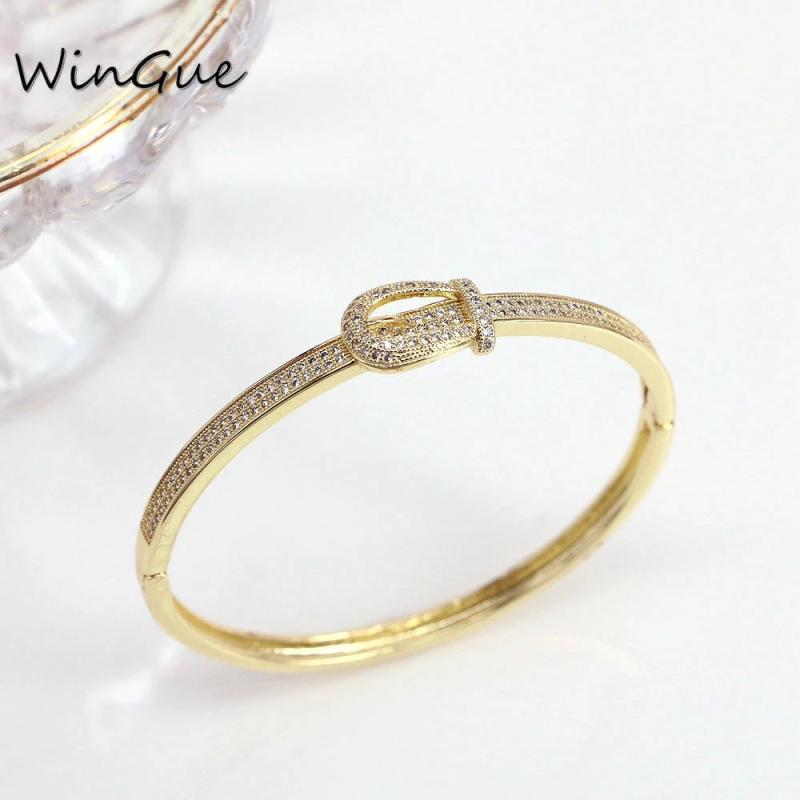 Rainbow CZ Bracelet Women Plated Copper Zircon Bangles Vintage Jewelry