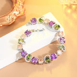 CZ Sparkling Purple Olive Green Charm Bracelet