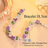 CZ Sparkling Purple Olive Green Charm Bracelet