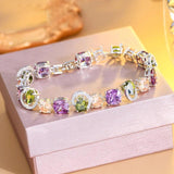 CZ Sparkling Purple Olive Green Charm Bracelet